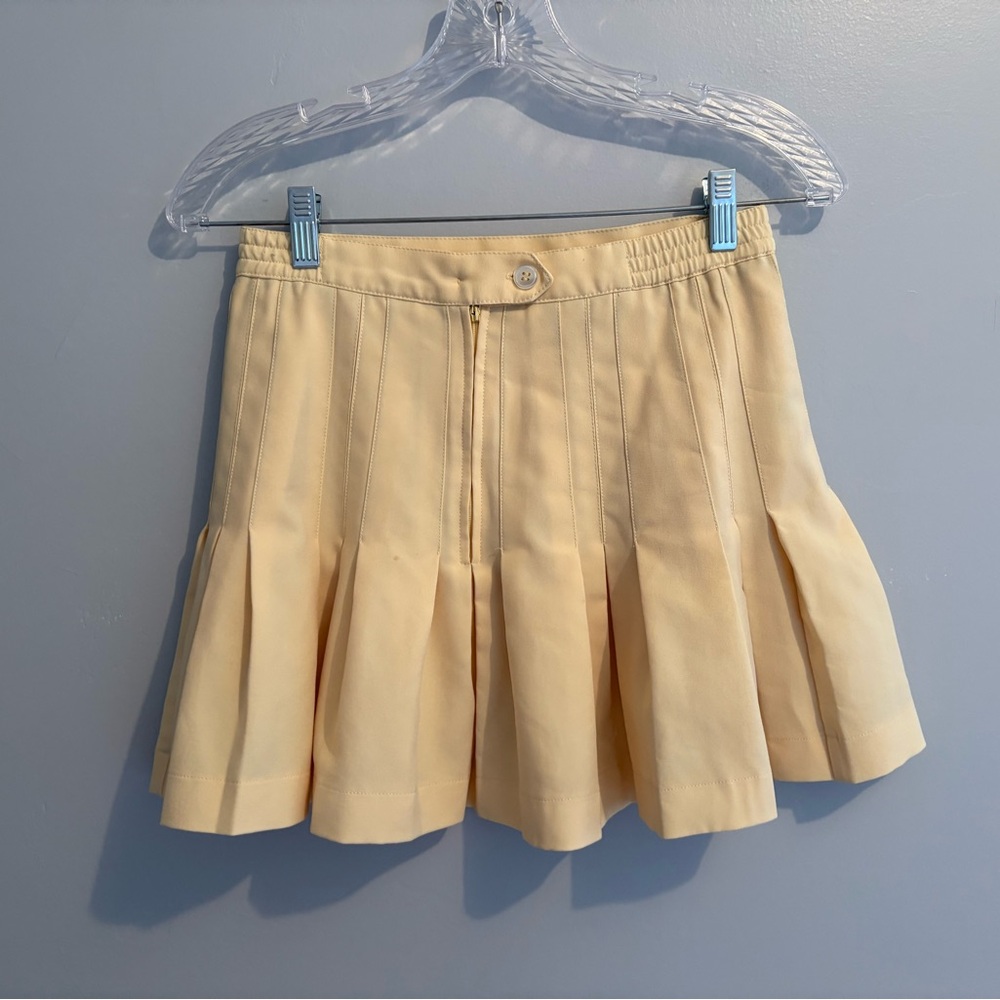 Vintage Lizsport Women Size 2 Butter Yellow Pleated Tennis Skirt Mini 26" Waist - Picture 12 of 16